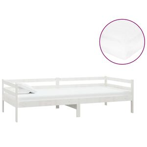 vidaXL Sof&aacute; cama con colch&oacute;n madera de pino maciza blanco 90x200 cm