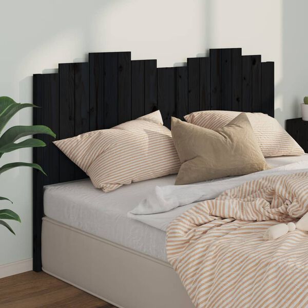 vidaXL Cabecero de cama madera maciza de pino negro 186x4x110 cm
