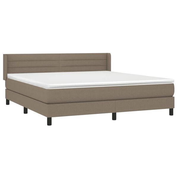 vidaXL Cama box spring con colch&oacute;n tela gris taupe 160x200 cm