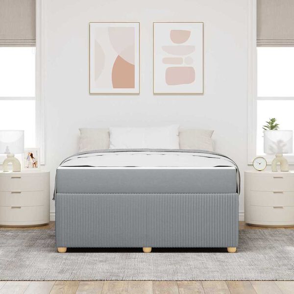 vidaXL Estructura de cama con colch&oacute;n Gris claro 140 x 200 cm tela