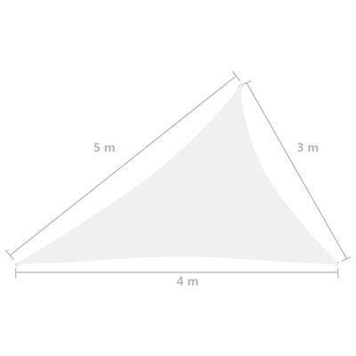 vidaXL Toldo de vela triangular tela Oxford blanco 3x4x5 m