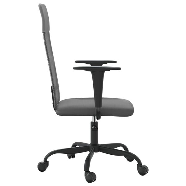 vidaXL Silla de oficina altura ajustable tela malla y cuero PE gris
