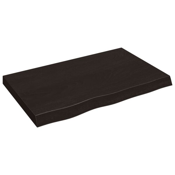 vidaXL Encimera ba&ntilde;o madera maciza tratada marr&oacute;n oscuro 80x50x(2-6)cm