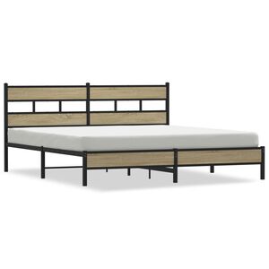 vidaXL Estructura de cama sin colch&oacute;n metal roble Sonoma 180x200 cm