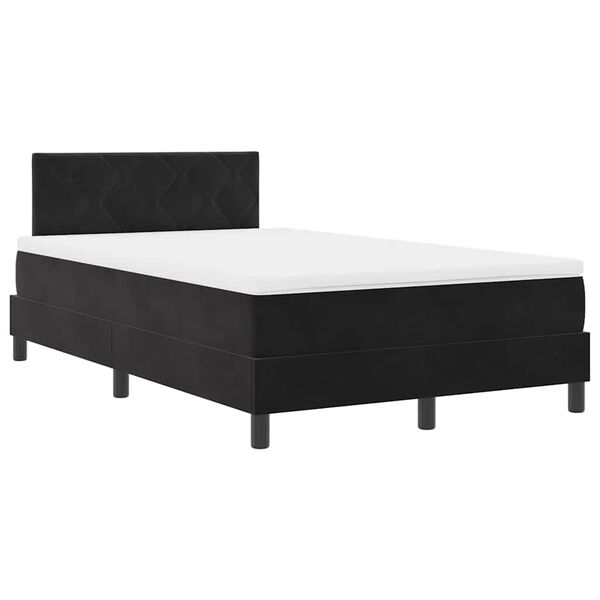 vidaXL Cama Box Spring LED con colch&oacute;n Negro 120 x 200 cm Terciopelo