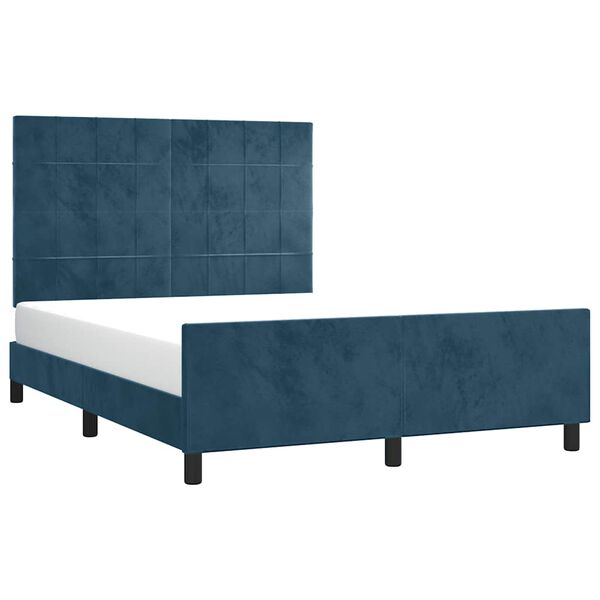 vidaXL Estructura de cama sin colch&oacute;n terciopelo azul oscuro 140x190cm