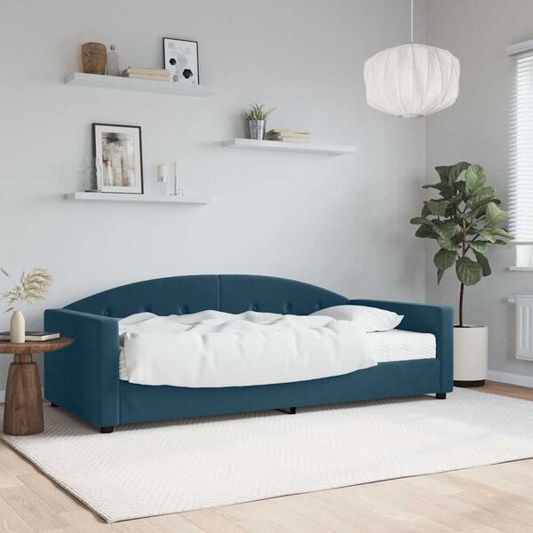 vidaXL Sof&aacute; cama con colch&oacute;n terciopelo azul 90x200 cm