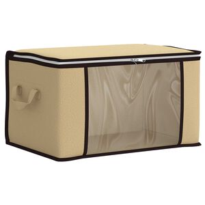 vidaXL Caja de almacenamiento con ventana lateral transparente Crema
