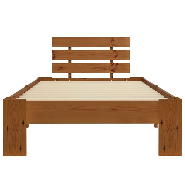 vidaXL Estructura cama sin colch&oacute;n madera pino marr&oacute;n miel 90x200 cm