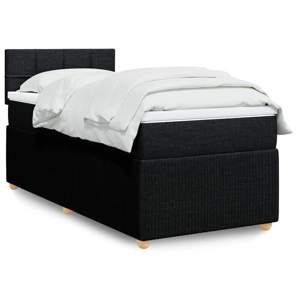 vidaXL Cama box spring con colch&oacute;n tela negro 90x200 cm