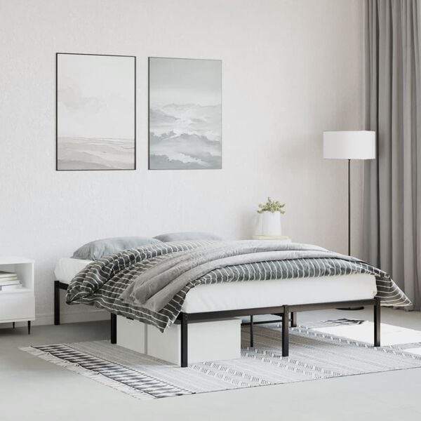 vidaXL Estructura de cama sin colch&oacute;n metal negro 140x200 cm