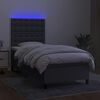 vidaXL Cama box spring colch&oacute;n y luces LED tela gris oscuro 90x200 cm