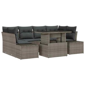 vidaXL Conjunto de sof&aacute; de jard&iacute;n con coj&iacute;n 7 pcs Gris