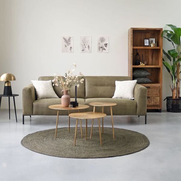 LABEL51 Alfombra Jute redonda verde militar XL 150x150 cm