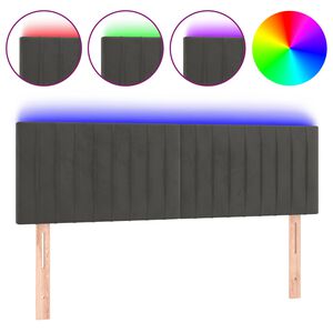 vidaXL Cabecero con LED de terciopelo gris oscuro 144x5x78/88 cm
