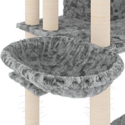 vidaXL Rascador para gatos con postes de sisal gris claro 191 cm