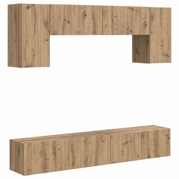 vidaXL Conjunto de mueble de TV Montaje en la pared 4 pcs Madera vieja