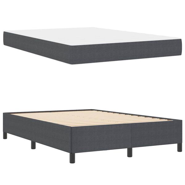 vidaXL Estructura de cama con colch&oacute;n Gris oscuro 160 x 200 cm tela