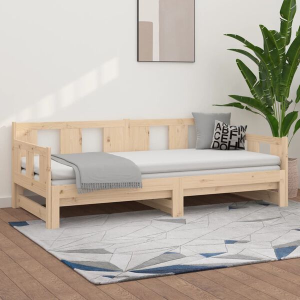 vidaXL Sof&aacute; cama extra&iacute;ble madera maciza de pino 2x(80x200) cm