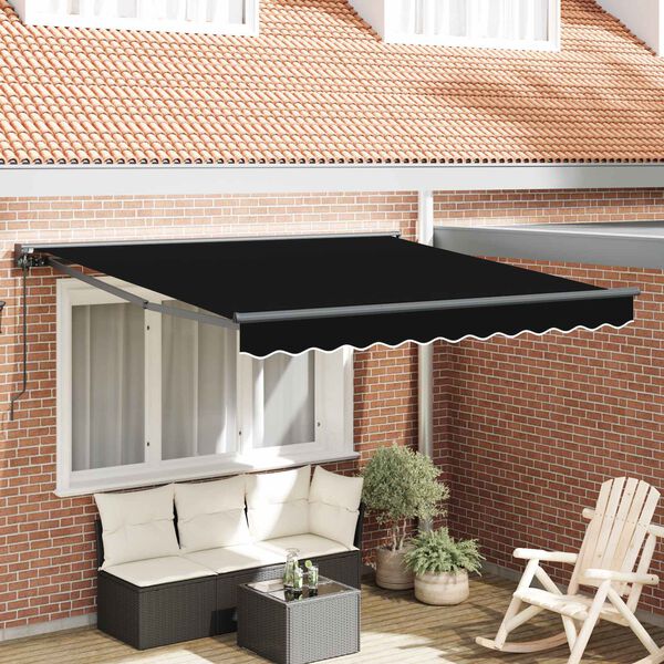 vidaXL Toldo Retr&aacute;ctil Manual Negro 300 x 250 cm Aluminio y Tela