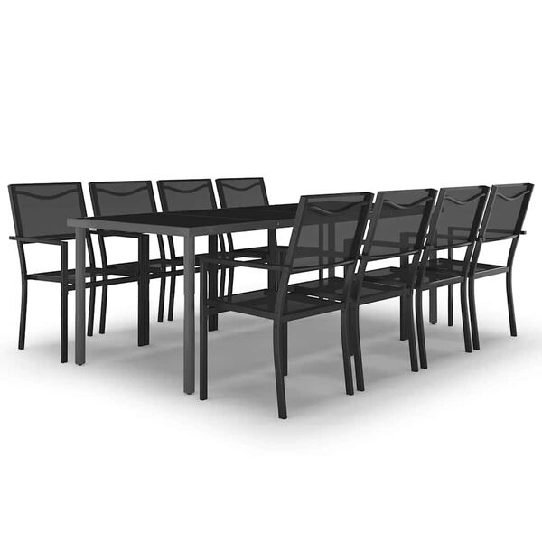 vidaXL Juego de comedor de jard&iacute;n 9 piezas acero