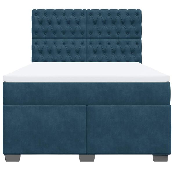 vidaXL Cama box spring con colch&oacute;n terciopelo azul 140x190 cm