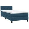 vidaXL Cama box spring con colch&oacute;n terciopelo azul oscuro 80x220 cm