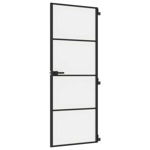 vidaXL Puerta interior delgada negra vidrio y aluminio 76x201,5 cm
