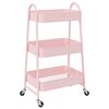 vidaXL Carrito de almacenaje 3 niveles rosa 42x41,5x77 cm acero