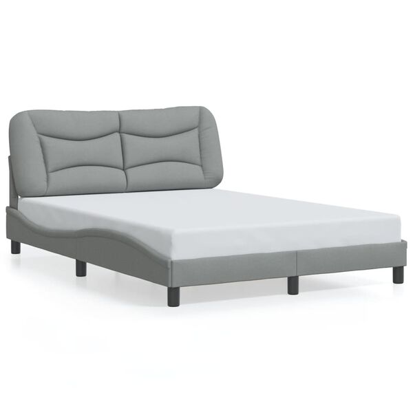 vidaXL Estructura de cama sin colch&oacute;n Hvar tela gris claro 140x190 cm