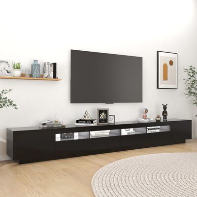vidaXL Mueble para TV con luces LED negro 300x35x40 cm