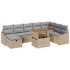 vidaXL Conjunto de sof&aacute; de jard&iacute;n 9 pcs Beige rat&aacute;n sint&eacute;tico