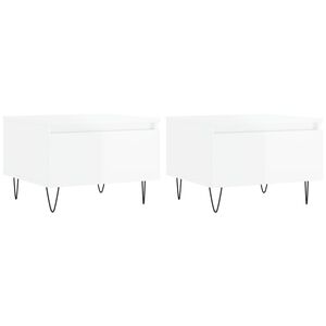 vidaXL Mesas centro 2 uds madera ingenier&iacute;a blanco brillo 50x46x35 cm