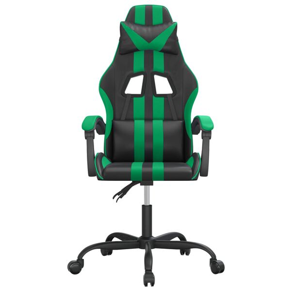 vidaXL Silla gaming giratoria cuero sintético negro y verde