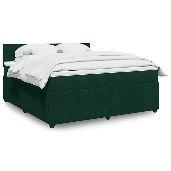 vidaXL Cama box spring con colch&oacute;n terciopelo verde oscuro 180x200 cm