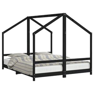 vidaXL Estructura de cama para ni&ntilde;os madera pino negro 2x(80x200) cm