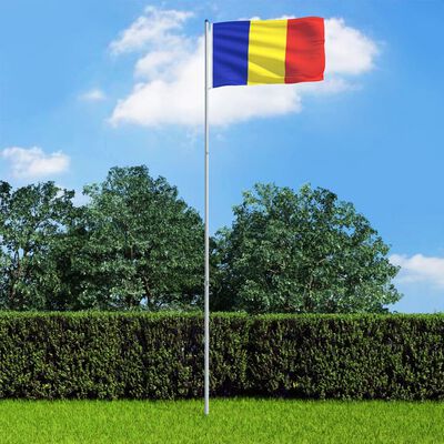 vidaXL Bandera de Rumanía y mástil de aluminio 6 m