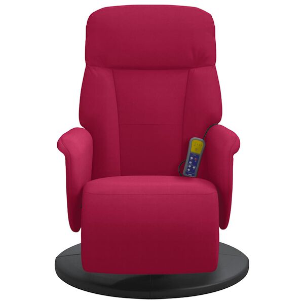 vidaXL Sill&oacute;n reclinable masaje con reposapi&eacute;s terciopelo rojo tinto