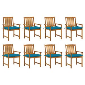 vidaXL Sillas de jard&iacute;n con cojines 8 uds madera maciza de acacia