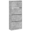 vidaXL Mueble zapatero 4 cajones abatibles gris hormig&oacute;n 80x34x187,5cm