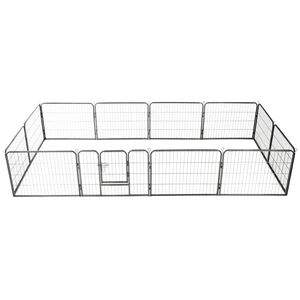 vidaXL Corral para perros 12 paneles de acero 80x60 cm negro
