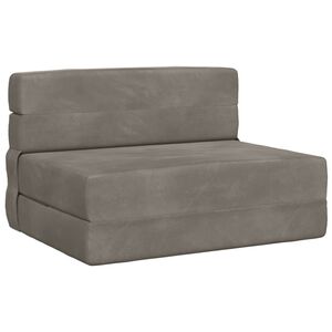 vidaXL Sof&aacute; Cama Plegable Gris Claro 190 x 70 x 15 cm Terciopelo