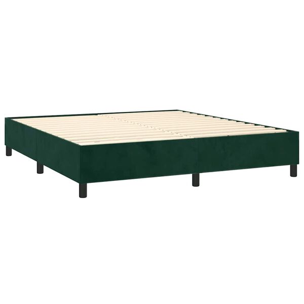 vidaXL Cama box spring con colch&oacute;n terciopelo verde oscuro 200x200 cm