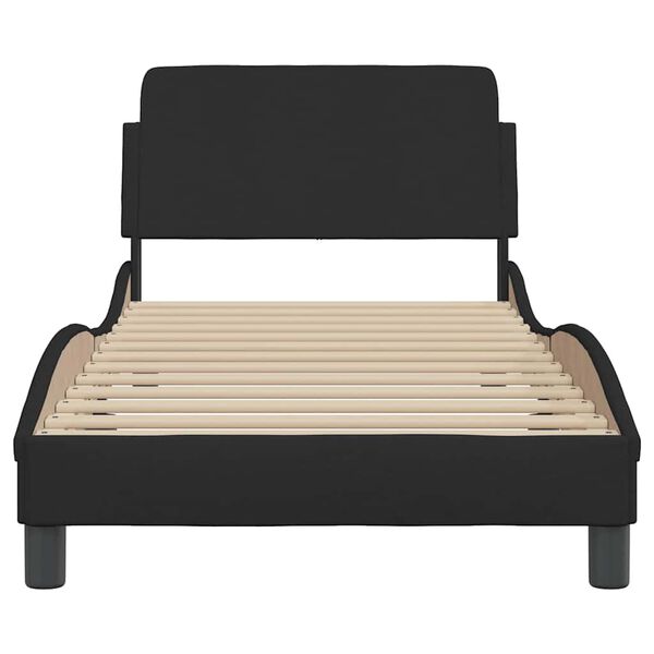 vidaXL Estructura de cama con cabecero Dover tela negro 90x200cm