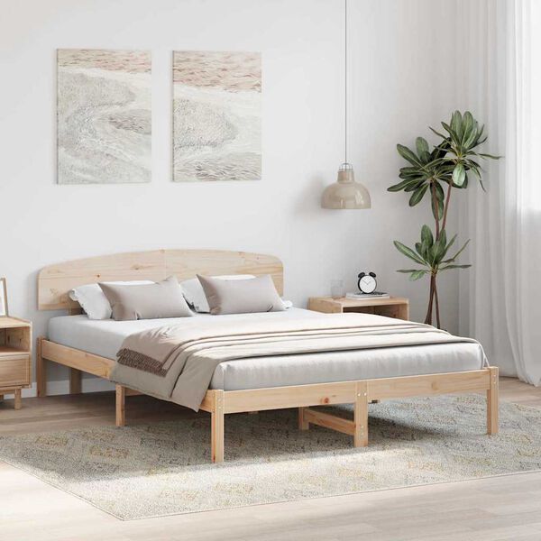 vidaXL Estructura de cama Natural 150 x 200 cm Madera de pino macizo