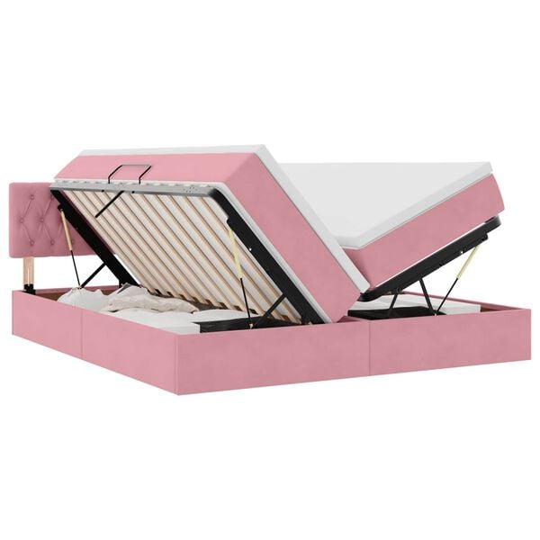 vidaXL Cama con tira de luces LED Rosa 180 x 200 cm Terciopelo