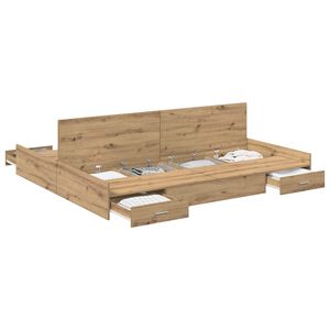 vidaXL Cama con almacenamiento con caj&oacute;n Roble artesanal 200 x 200 cm