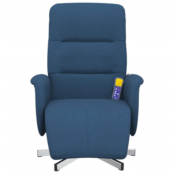 vidaXL Sill&oacute;n reclinable de masaje con reposapi&eacute;s tela azul