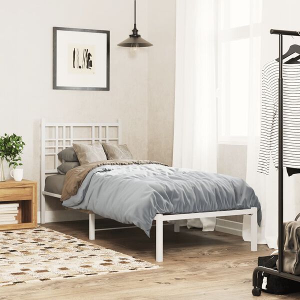 vidaXL Estructura cama sin colchón con cabecero metal blanco 75x190 cm
