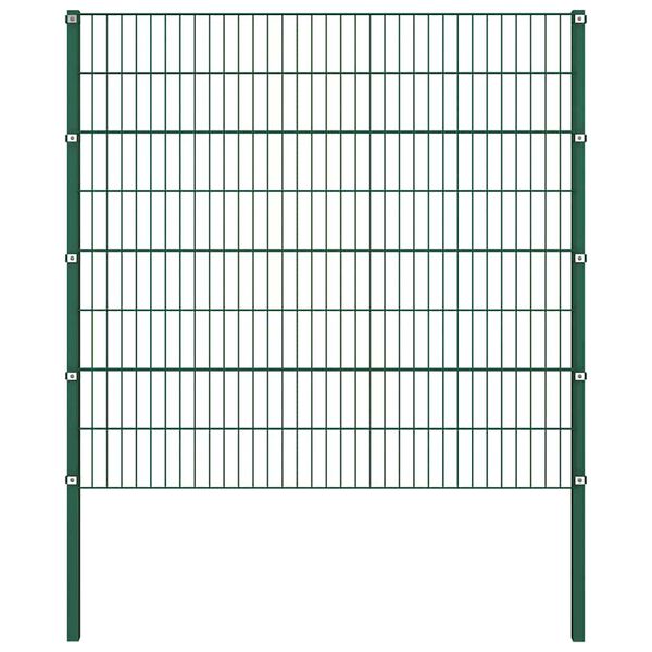 vidaXL Panel de valla con postes de hierro 522x160 cm verde